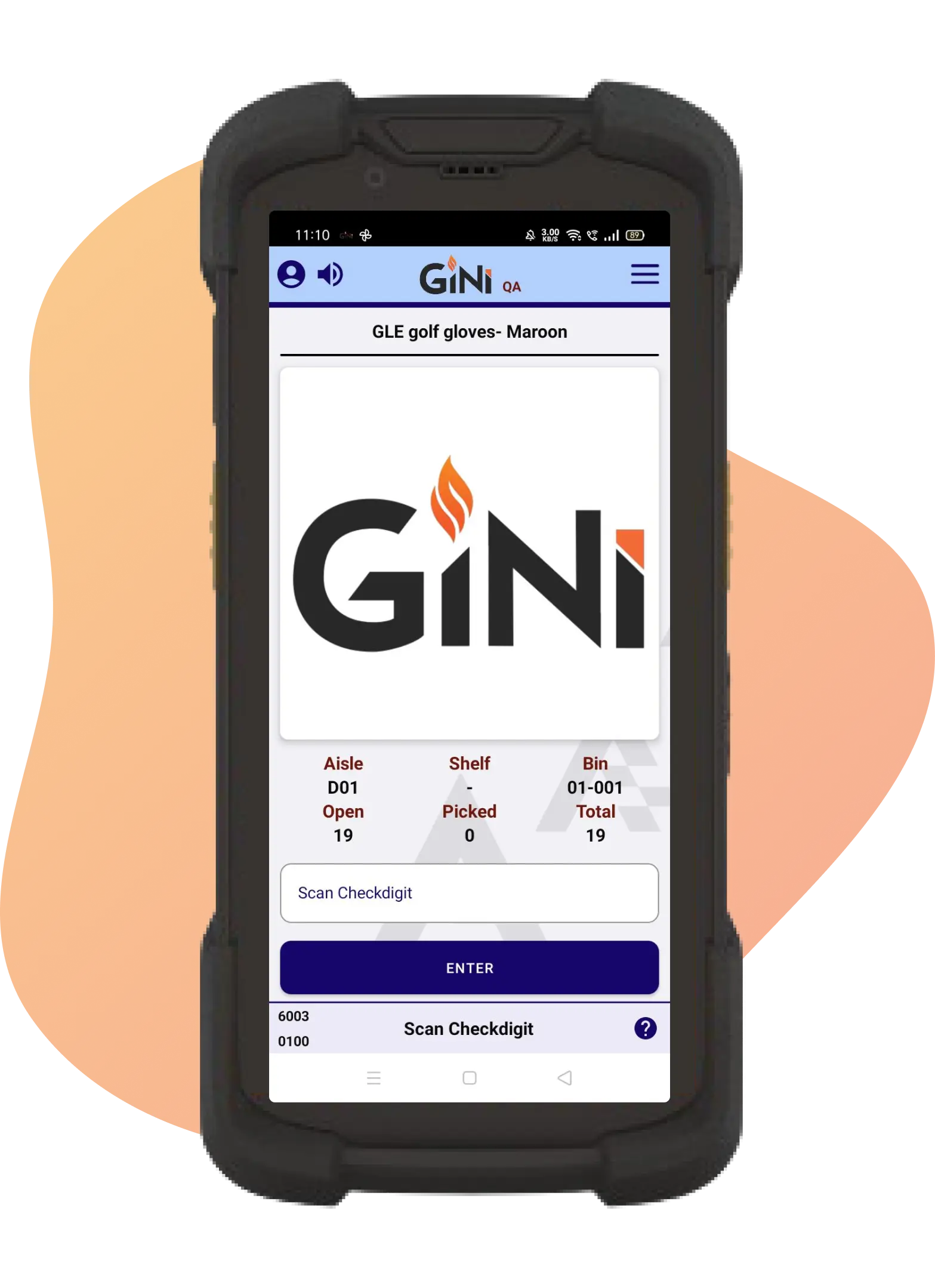 An image displaying a scan digit screen on the android device for GiNi Voice.